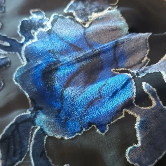 As U Wish Gigi Trapeze Swing Dress, Burned Out Velvet Blue On Black - Picture 13 of 14